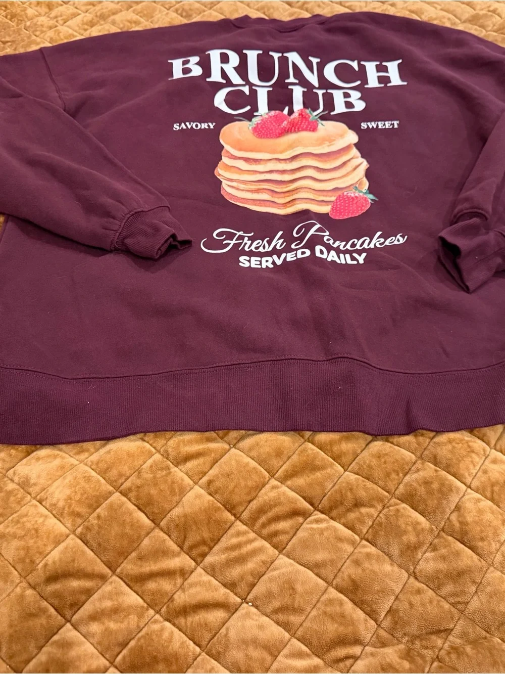 wild fable Men's Brunch Club Crewneck Sweatshirt in Burgundy - Picture 2 of 3